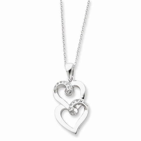 Sterling Silver & CZ To My Sister Heart Necklace