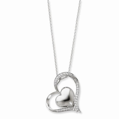 Sterling Silver & CZ My HeartNecklace