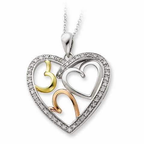 Sterling Silver Rose & Gold-Plated The Bond Of Love Heart Necklace