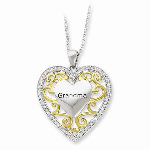 Sterling Silver & Gold-Plated Grandma Heart Necklace