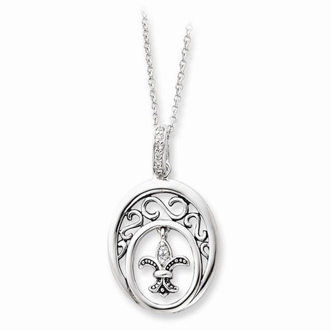 Sterling Silver & CZ Antiqued Blessed By Purity Necklace