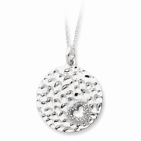 Sterling Silver & CZ Polished I Wish You Enough Necklace