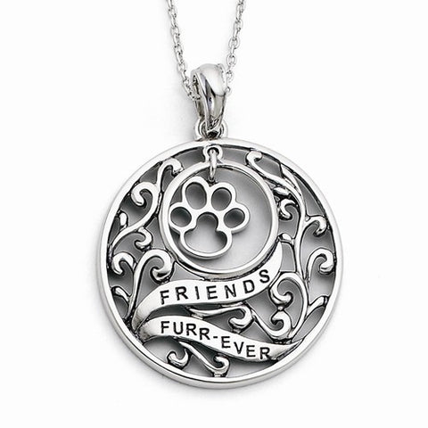 Sterling Silver Antiqued Animal Friends-Dog Necklace