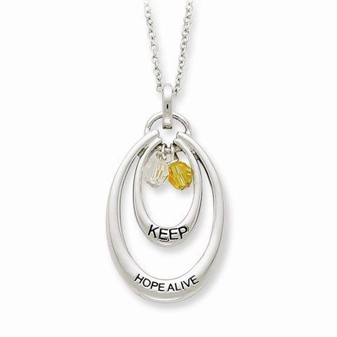 Sterling Silver Antiqued CZ Keep Hope Alive Necklace