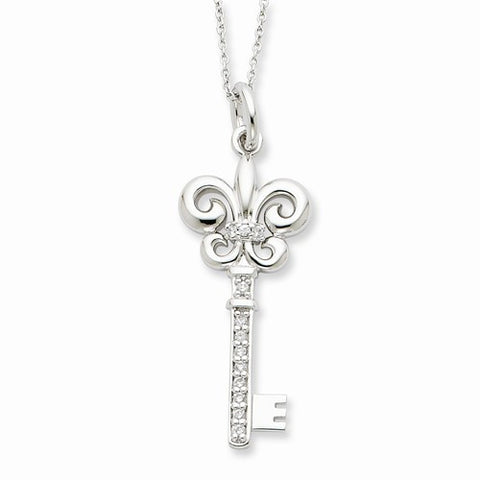 Sterling Silver CZ Key To Purity Necklace