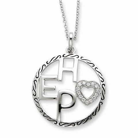 Sterling Silver Antiqued CZ Hope Necklace