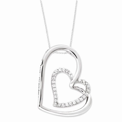 Sterling Silver Antiqued CZ Thank You Grandma Hearts Necklace