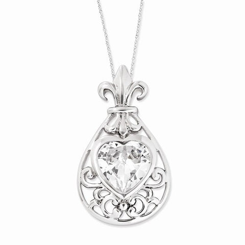 Sterling Silver CZ My Heart Belongs To You Heart Necklace