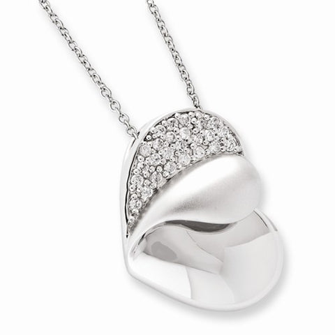 Sterling Silver CZ Glimpse Of My Heart Heart Necklace