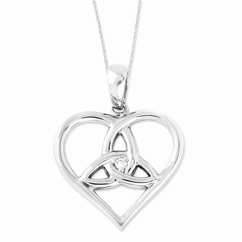 Sterling Silver CZ Three R'S Of Purity Heart Necklace