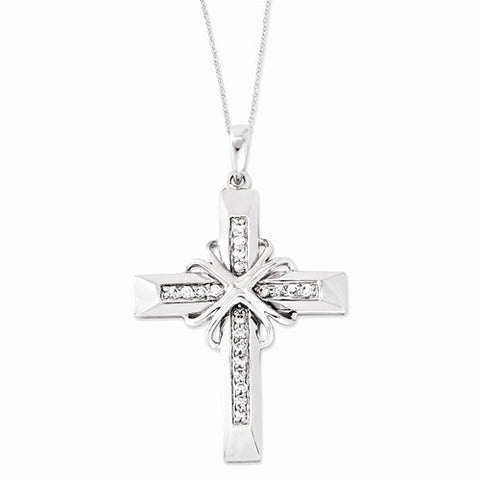 Sterling Silver CZ Steadfast Love Cross Necklace