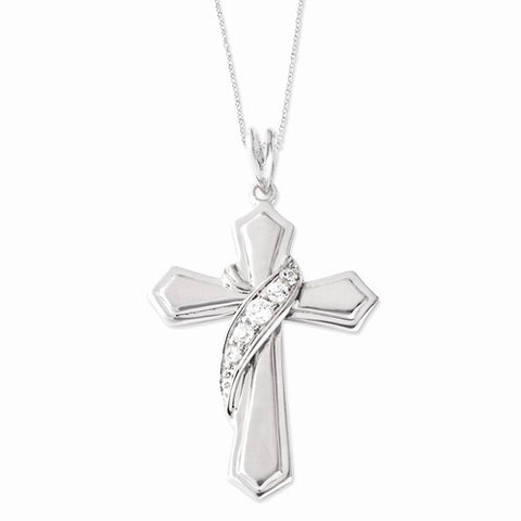 Sterling Silver CZ My Journey Of Hope Cross Necklace