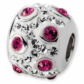 Sterling Silver White & Pink Crystal Bead Charm hide-image