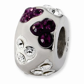 Sterling Silver White & Purple Crystal Bead Charm hide-image