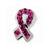 Pink Crystal Awareness Ribbon Charm Bead in Sterling Silver