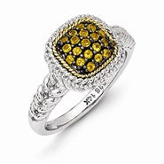 Sterling Silver w/14k Yellow Gold and Black Rhodium Citrine Ring