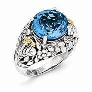 Sterling Silver w/14k Yellow Gold Blue Topaz Ring