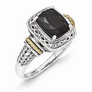 Sterling Silver w/14k Yellow Gold Onyx Ring