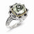 Sterling Silver w/14k Yellow Gold Antiqued Green Quartz and Diamond Ring