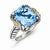 Sterling Silver w/14k Yellow Gold Antiqued Light Swiss Blue Topaz and Diamond Ring