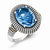 Sterling Silver w/14k Yellow Gold Antiqued Blue Topaz Ring