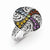 Sterling Silver with Black Rhodium Multi Gemstone Ring