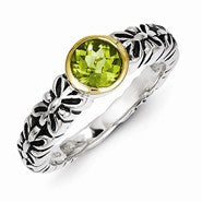 Sterling Silver w/14k Yellow Gold .97Peridot Ring