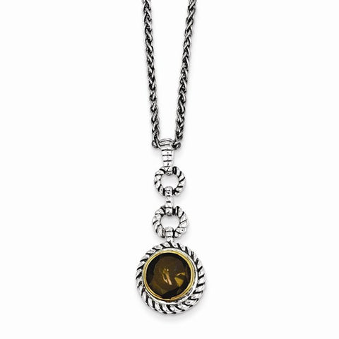 Sterling Silver Gold-Tone Flash Gp Smokey Quartz Necklace