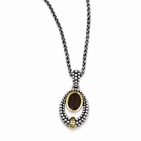 Sterling Silver Gold-Tone Flash Gp Smokey Quartz Necklace