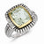 Sterling Silver w/14k Yellow Gold Green Amethyst & Diamond Ring