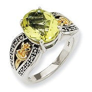 Sterling Silver w/14k Yellow Gold 3.30Lemon Quartz Ring