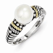 Sterling Silver w/14k Yellow Gold 8mm Freshwater Cultured Pearl Ring