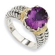 Sterling Silver w/14k Yellow Gold 3.30Amethyst Ring