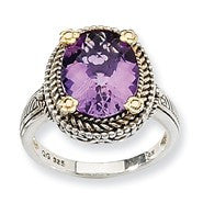 Sterling Silver w/14k Yellow Gold 4.25Amethyst Ring