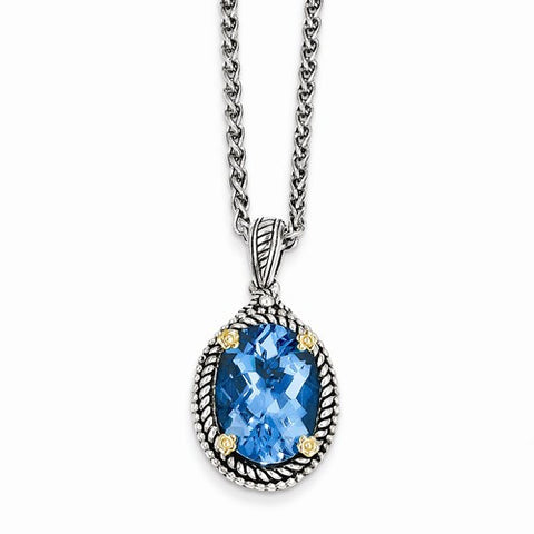 14K Yellow Gold Swiss Blue Topaz Necklace