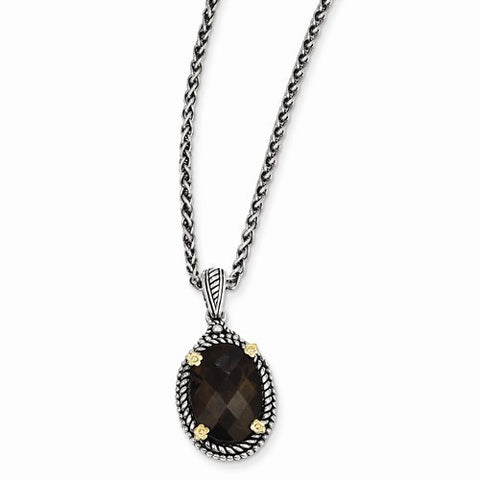 14K Yellow Gold Smokey Quartz Necklace