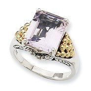 Sterling Silver w/14k Yellow Gold Pink Amethyst Ring