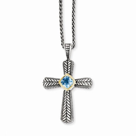 14K Yellow Gold Swiss Blue Topaz Necklace