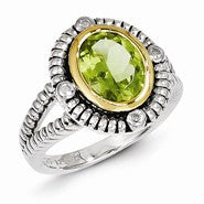 Sterling Silver w/14k Yellow Gold 2.82Peridot Ring