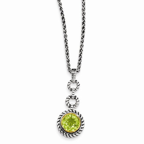 Sterling Silver Gold-Tone Flash Gp Peridot Necklace