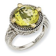 Sterling Silver w/14k Yellow Gold 5.00Lemon Quartz Ring