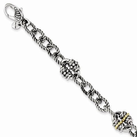 Sterling Silver with 14K Yellow Gold Link Bracelet