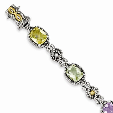 Sterling Silver with 14K Yellow Gold Pq 44Ag 44Lq Bracelet