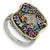 Sterling Silver w/14k Yellow Gold Multi Gemstone & Diamond Ring