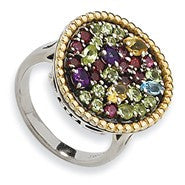 Sterling Silver w/14k Yellow Gold 1.88tw Multi Gemstone Ring