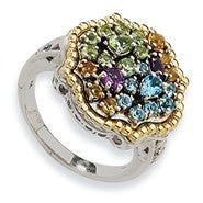 Sterling Silver w/14k Yellow Gold 1.43tw Multi Gemstone Ring