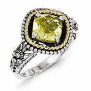 Sterling Silver w/14k Yellow Gold 1.90Lemon Quartz Ring