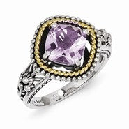 Sterling Silver w/14k Yellow Gold 2.10Pink Amethyst Ring