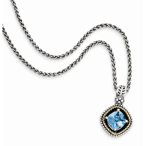 14K Yellow Gold Swiss Blue Topaz Necklace