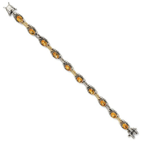 Sterling Silver with 14K Yellow Gold Citrine Bracelet